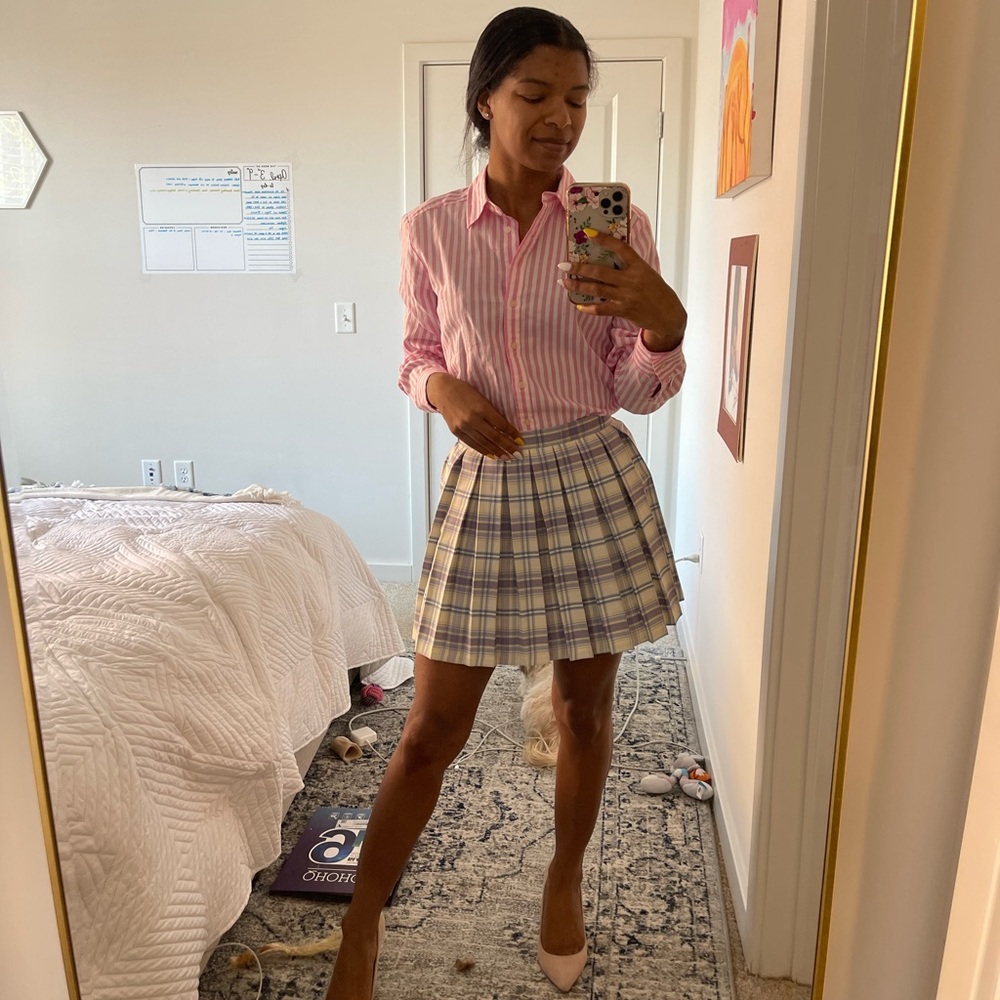Pastel Plaid Pleated Mini Skirt